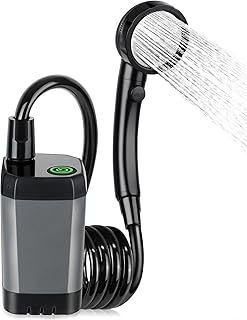 Portable Shower for Camping, 6000mAh Rechargeable Camping Shower Pump with Intelligent LED Display, 4 Spray Modes, IPX7 Waterproof Outdoor Shower Kit for Hiking, Travel, Car, Pet