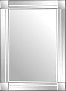 CottonAge Silver Triple Bevelled Venetian Modern Wall Mirror 3.28Ft X 2.29Ft (100cm X 70cm) Frameless Mirror for Bedroom, Living Room, or Hallway