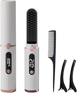Vmxlso Cordless Hair Straightener, Portable Wireless Straightening Brush, Mini Hot Brush with 4 Temperature Settings, 4500 MAh USB Rechargeable for Travel