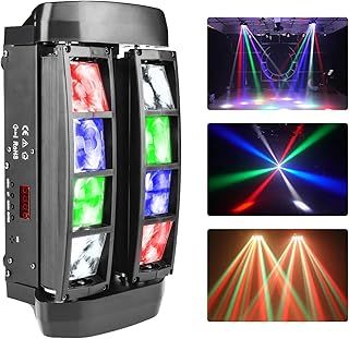 Disco Lights Rainbow Dj Lights, 8 LED Stage Lights Moving Head Lights for Dj, Dj Rave Light Rotating Party Lights Dj Dance Floor Lights Sound Activated Spider Sweeper Beam Light