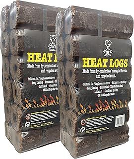topline Eco Wood Fire Heat Logs - Pack of 24 Compressed Fuel Big K with Complimentary Matches. Perfect for Burners, Open Fires, Chimeneas and Multi-Fuel Stoves., Brown, 40x30 (HL2)
