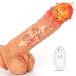 FIDECH Realistic Dildo Vibrator Sex Toys, 8.7Inch Thrusting Dildo Vibrators for Women Sex with 8 Vibrating Rotation＆Heating, Silicone Suction Dildos Telescopic Penis for G Spot Clitoral Stimulation