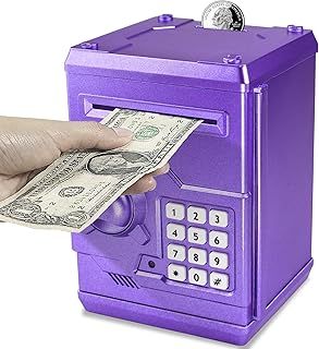 Mini Atm Piggy Bank Best Gift for kids,Money Counter Electronic Code Piggy Bank Safe Box Coin Bank for Boys Girls Password Lock Case