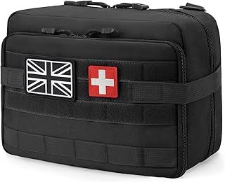 Jueachy Tactical Molle Pouch Large Admin Bag Utility Tool Pouches Molle Attachment EDC Pouches Expandable Molle Pouches for Hiking Hunting Organizer Medical Pocket Patch Included