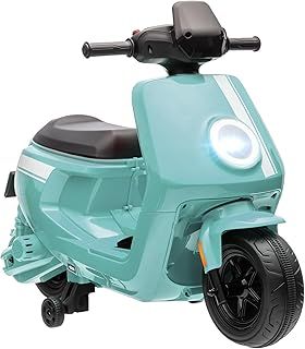 6V Kids Electric Motorbike, Ride on Motorbike with Headlight, Music, Forward Reverse, Training Wheels, for Ages 18-36 Months, Green