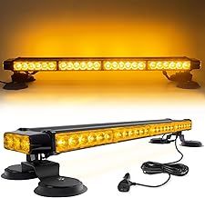 Esoldnic 26.6 Inch 54 LED Strobe Flashing Light Bar Double Side High Intensity Emergency Amber Strobe Lights Hazard Warning Beacon Light with Magnetic Mounts for Car Truck Roof Safety (12-24V)