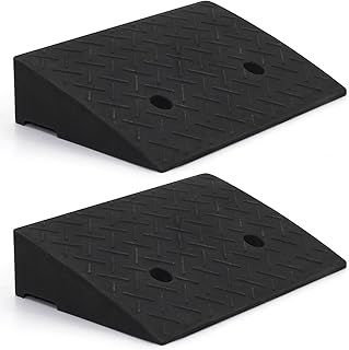 Car Ramps, Set of 2 PCS Kerb Ramps for Cars, Portable Curb Ramp, Heavy Duty Rubber Threshold for Doorways, Wheelchairs, Bike, Scooter, Black, 50 * 32 * 13cm