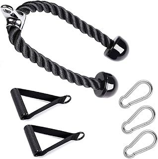 Triceps Push Pull Down Rope Cord, Duty Tricep Rope Cable for Multi Gym & Multifunctional Powerful Handle Cable Attachment Complete with Snap Hook Carabiner, For Arm Strength Training Combinations