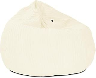 Slouchbag Large Corduroy Bean Bag Chair - Adult Bean Bag with Filling - Home Furniture Seating for Living Room or Bedroom - Machine Washable - 80 x 110cm (Ivory, Beanbag)