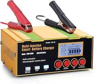 DSGKUU 12Amp Car Battery Charger, LiFePO4 Battery Charger Maintainer Lithium Trickle Charger with LCD Screen, Pulse Repair Suitable for Lead-Acid(AGM/Gel/SLA) Automotive