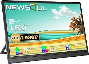 Newsoul Portable Monitor 15.6" Extrand Second Screen for Laptop with Mini HDMI/USB Type C/Dual Speakers/VESA FHD 1080p IPS Matte Screen Eye Care for Laptops PC Phone