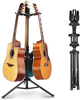 GUITTO Triple Guitar Stand Floor Stand Universal for Acoustic Electric Guitars Bass Banjos Folding Multi Guitar Stands GGS-06T