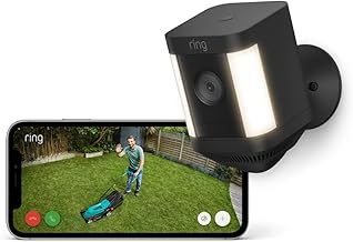 Ring Spotlight Cam Plus Battery | Wireless outdoor Security Camera 1080p HD Video, Two-Way Talk, LED Spotlights, Siren, alternative to CCTV system | 30-day free trial of Ring Home