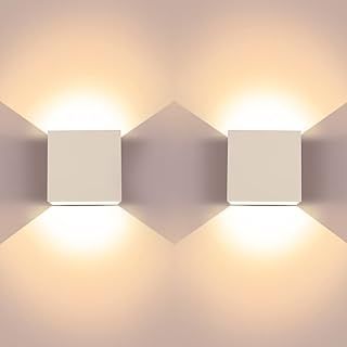 UPFORU 2 Pcs Modern Wash Lights, Aluminum Up and Down Indoor Lamp, 6W 3000K LED Wall Sconce, Suitable for Living Room, Bedroom and Hallway, Warm White, 3.9"×3.8"×2"