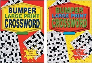 Set of 2 Bumper Large Print A4 Crossword Books 135 Brainteasing Puzzles Each