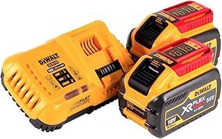 DEWALT 2 x DCB547 18v / 54v XR FLEXVOLT 9.0ah Battery + DCB118 Fast Charger, 18 V, Yellow
