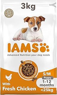 IAMS Complete Dry Dog Food for Puppy Small and Medium Breeds with Chicken 3 kg
