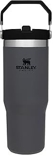Stanley IceFlow Stainless Steel Tumbler with Straw, Vacuum Insulated Water Bottle for Home, Office or Car, Reusable Cup with Straw Leakproof Flip (Charcoal)