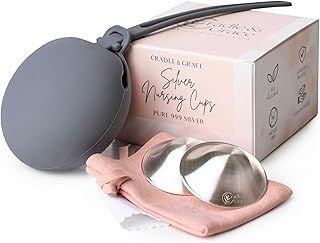 Cradle & Grace Pure 999 Silver Nipple Covers Breastfeeding | Silver Nursing Cups | Silver Nipple Shields for Nursing