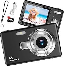 Digital Camera 1080P FHD 44MP with 2.4" LCD Screen,16X Digital Zoom, Compact Portable Vlogging Camera with 32gb SD Card for Kids Teen Students Beginner (Black)