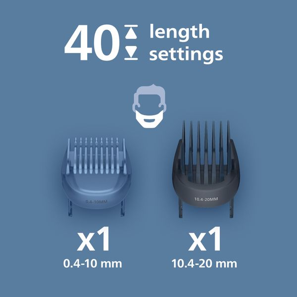 Philips Beard Trimmer 5000 Series - Self-Sharpening Metal Blades, 40 Lock-in Settings, BeardSense Technology, Hair Collector, 100% Waterproof, Travel Pouch, Model BT5765/15