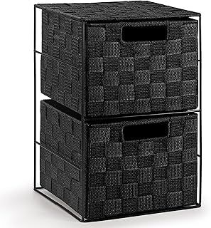 EHC 2 Drawer Storage Cabinet for Bedroom, Bathroom - Black