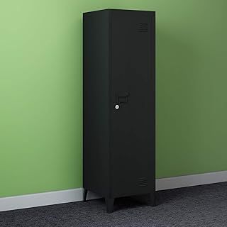Panana Metal Lockers Cabinet Storage Cupboard Steel Lockable 3 shelf for home, workshop, office, etc. (Black)