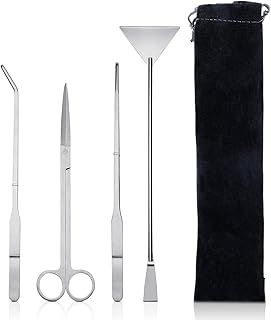 4 in 1 Terrarium Tools Set Stainless Steel Aquarium Starter Kit,Aquascaping Tools with Long Tweezers Scissors Spatula Anti-Rust Fish Tank Starter Kits for Aquarium Plants