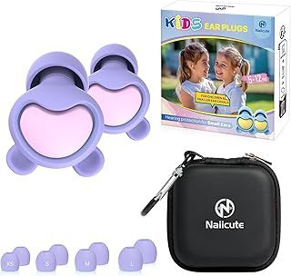 Kids Ear Plugs (5-12 yrs) -Reusable Noise Sensitivity Earplugs for Focus, Travel, Concerts, Socializing, Sports Events, Sleep, 8 Tips in XS/S/M/L -26dB Sound Proof Children Hearing Protection, PLPK
