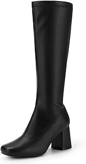DREAM PAIRS Women's Comfortable Knee High Boots, Ladies' GoGo Fashion Boots for Walking, Fancy Retro Heel Boots for Waterproof and Party