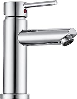 Basin Taps Mixers Bathroom Sink Tap Chrome with UK Standard Hoses Single Lever Hot and Cold Mono Mixer Tap for Bathroom Basin Modern, Stainless Steel