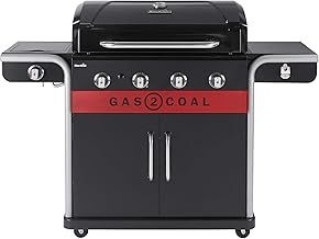 Char-Broil Gas2Coal 2.0 Hybrid Grill - 4 Burner Gas & Coal Barbecue Grill, Black Finish