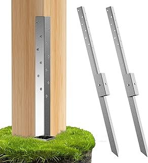 2 Pack Fence Post Repair Stakes - Repair Kit for Damaged Posts - Anchor for Stability - Spikes to Fix Broken Wood Fences