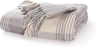 EHC Premium Reversible 100% Cotton Large 225 x 250 cm Tartan Throws for Sofa, Bedspread, Grey