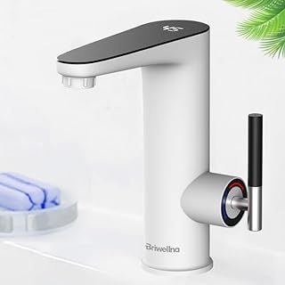 Instant Hot Water Tap, 220V Tankless Electric Heater Taps for Bathroom, Instant Cold and Hot Water Faucet with Digital Display (White)