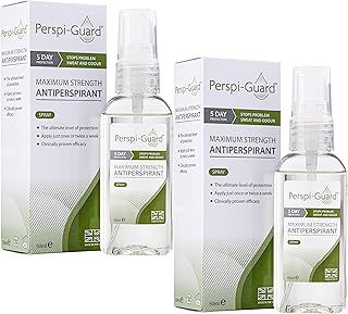 Perspi-Guard Maximum Strength Antiperspirant Spray, Strong Deodorant for Excessive Sweating & Hyperhidrosis Treatment, Lasts up to 5 Days - Unscented (50ml) Twin Pack Offer