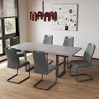 Extendable Dining Table 4-6 Seater, Dining Room Table Extending And Chairs Set, MDF Material Modern, Suitable For Living Room, Kitchen, Length 130-170cm