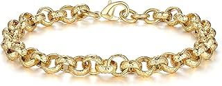 THE BLING KING Men's 8-Inch Gold Plated Diamond Cut Pattern Belcher Bracelet | Men's Gold Plated Lighweight Bracelet Weight: 23g Perfect for Men, Teens, & Kids