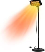 BIGHORN Patio Heater Outdoor Electric Patio Heater 2000W Free Standing Garden Patio Heater with Remote 2KW Outdoor Quartz Electric Heater for Restaurants, Cafes, Gardens, SH20ASR