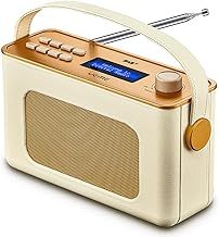 UEME Retro DAB/DAB+ FM Wireless Portable Radio with USB Rechargeable Battery and Bluetooth (Cream)