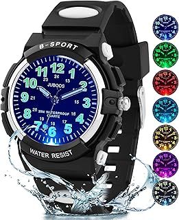 Juboos New 7 Color Kids Watches,Children Analogue Quartz Watch for Boys Girls Kids Waterproof Time Teach Watches, 7 Color Dial Soft Band Wrist for Kids Sport Outdoor Wrist Watches 5-16