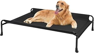 Veehoo Raised Dog Bed, Cooling Elevated Dog Bed for Large Dogs, Black, 111 x 75 x 19 cm (L x W x H), Teslin Mesh, Portable Pet Couch Sofa