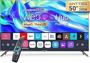 50 Inch Smart TV, MagiQ 50" UHD 4K 2024 Black Television