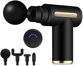 GADETLY Mini Massage Gun Deep Tissue - Portable 6 Speeds Muscle Massager with 4 Massage Heads 1800mAh Battery & Type-C Charging, Super Quiet Massage Gun for Muscle Pain Relief Recovery(Grey or Black)