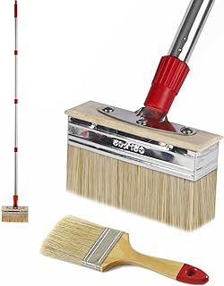 60" Long Handle 6" Decking Paint Brush Deck Stain Applicator with 3" Paint Brush for Woodstains, Oils, Deck Coatings, Fence Wall Furniture