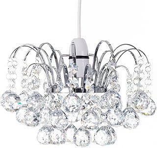 Klass Home K9 Crystal Faceted Oriel Light Shade | Crystal Chandelier | Ceiling Light Shade | Lamp Shade | Chandeliers Ceiling Light | Chrome Finish Pendant Light Shade for Living Room Bedroom Kitchen