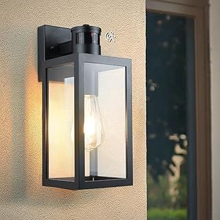Motion Sensor Outdoor Wall Lights, Upgrade Dusk to Dawn Wall Sconce, Waterproof Porch Light Fixtures Wall Mount for Entryway Doorway Garage, E27 Socket, PIR Motion Activated