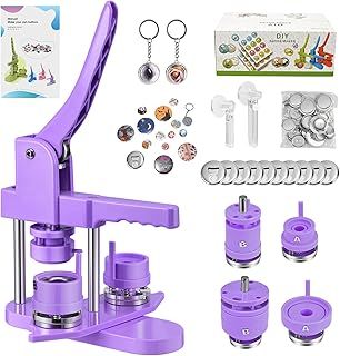 Badge Maker 32+58mm 200 Sets Button Maker Machine, DIY Pin Badge Making Kit Badge Punch Press Machine with 10 Bottle Openers, 10 Key Rings, Moulds and Circle Paper Cutter Plastic KEYSAFER