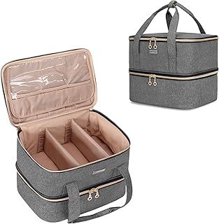 BAFASO Nail Polish Organiser Holds 40 Bottles (15ml - 0.5 fl.oz) and a Nail Lamp, Nail Polish Carrying Case with Manicure Tools Storage Sections (Bag Only), Grey (Patented)
