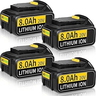 4Pack 8.0AH 18V/20V Replacement for Dewalt 18V Battery Compatible with Dewalt Battery DCB184 DCB180 DCB181 DCB182 DCB183 DCB184B-XJ DCB185 with LED Indicator Replacement for Power Tools